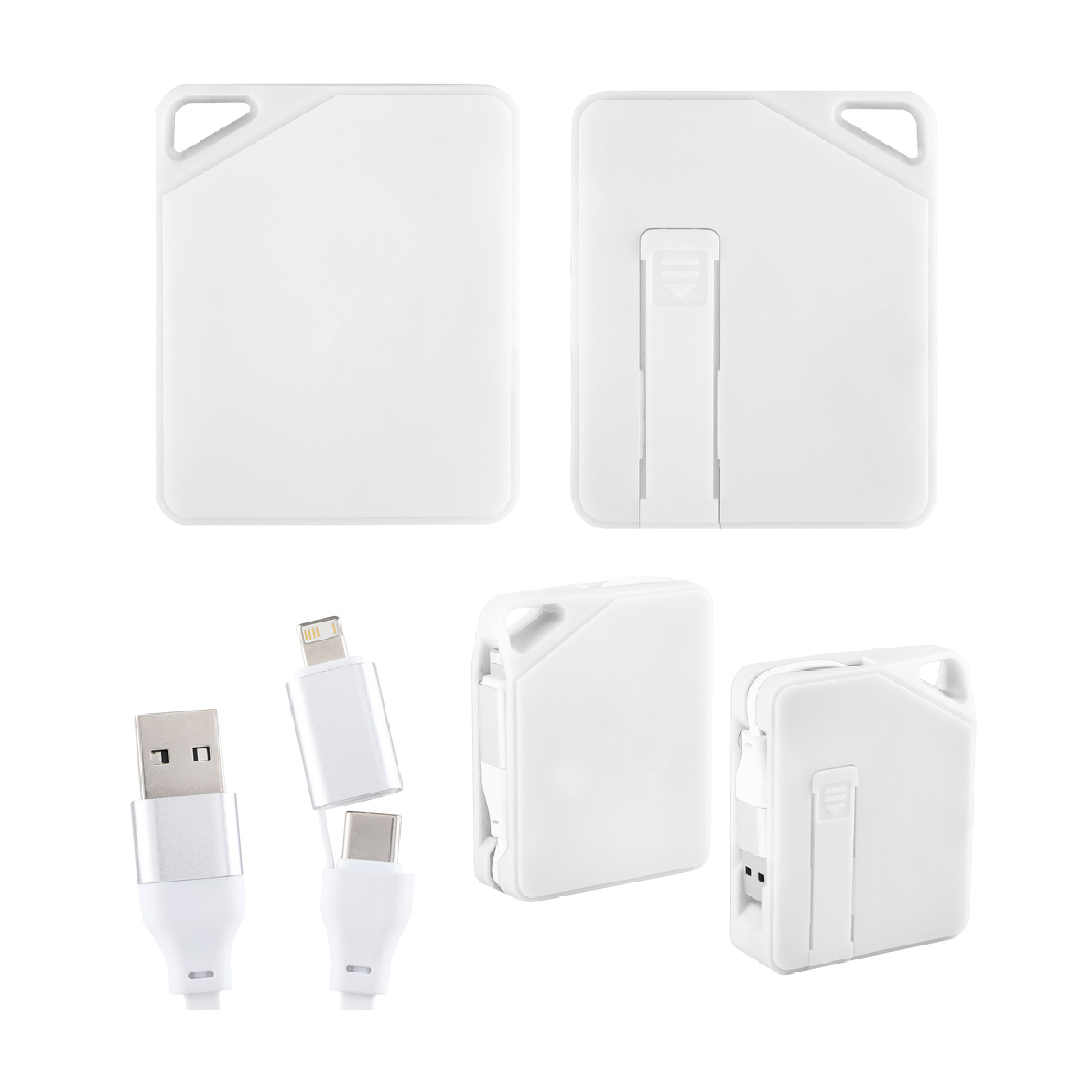Retractable Charging Cable w/Phone Holder - White