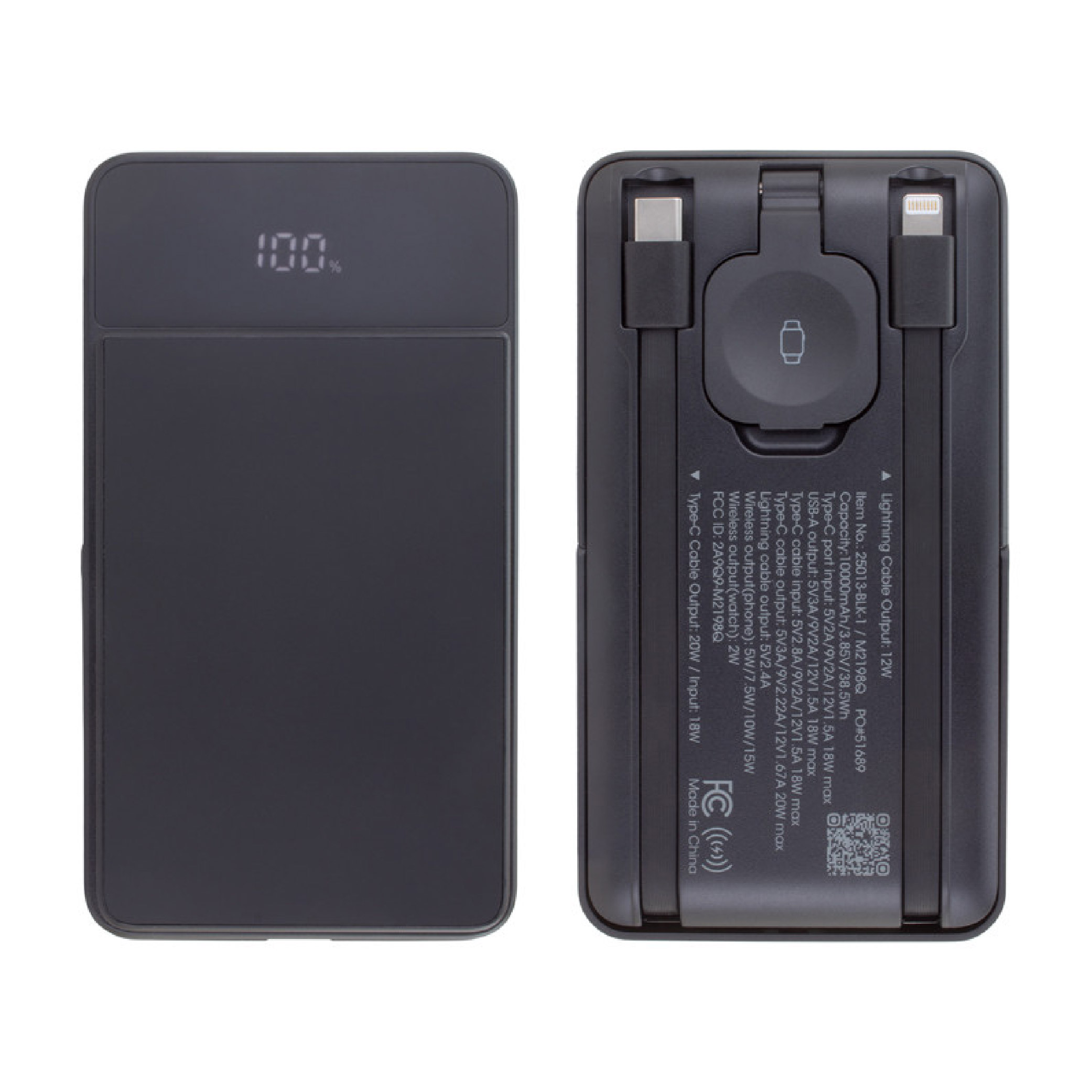 3-in-1 Mag-N-Kick Power Bank with Fast Watch Charger - Black