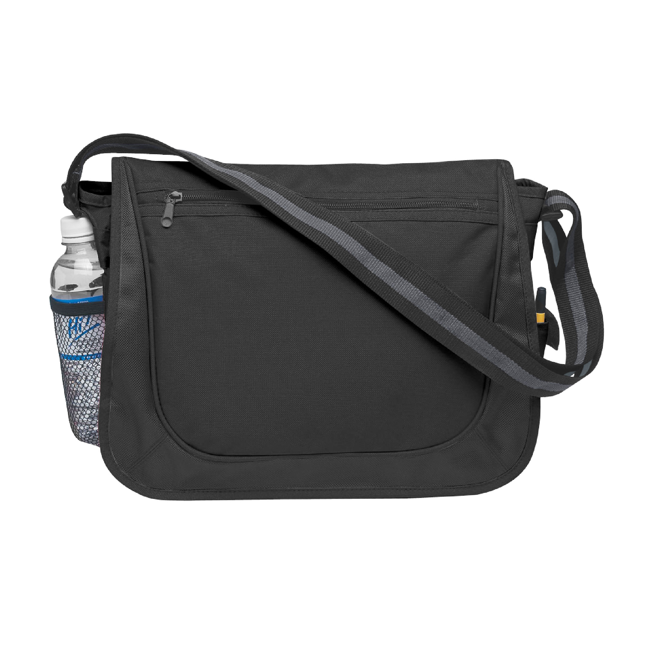 Messenger Bag With Matching Striped Handle - Black