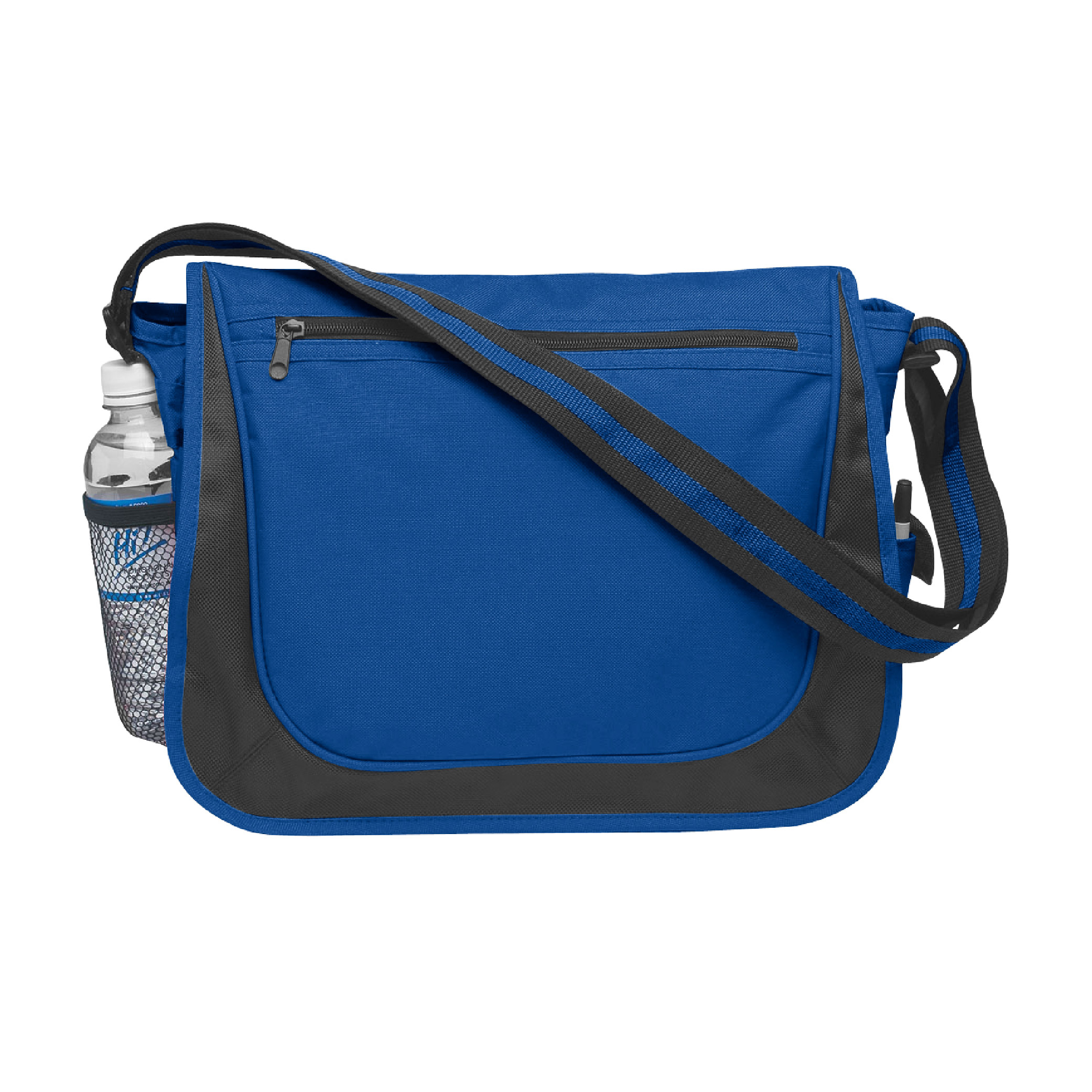 Messenger Bag With Matching Striped Handle - Royal Blue