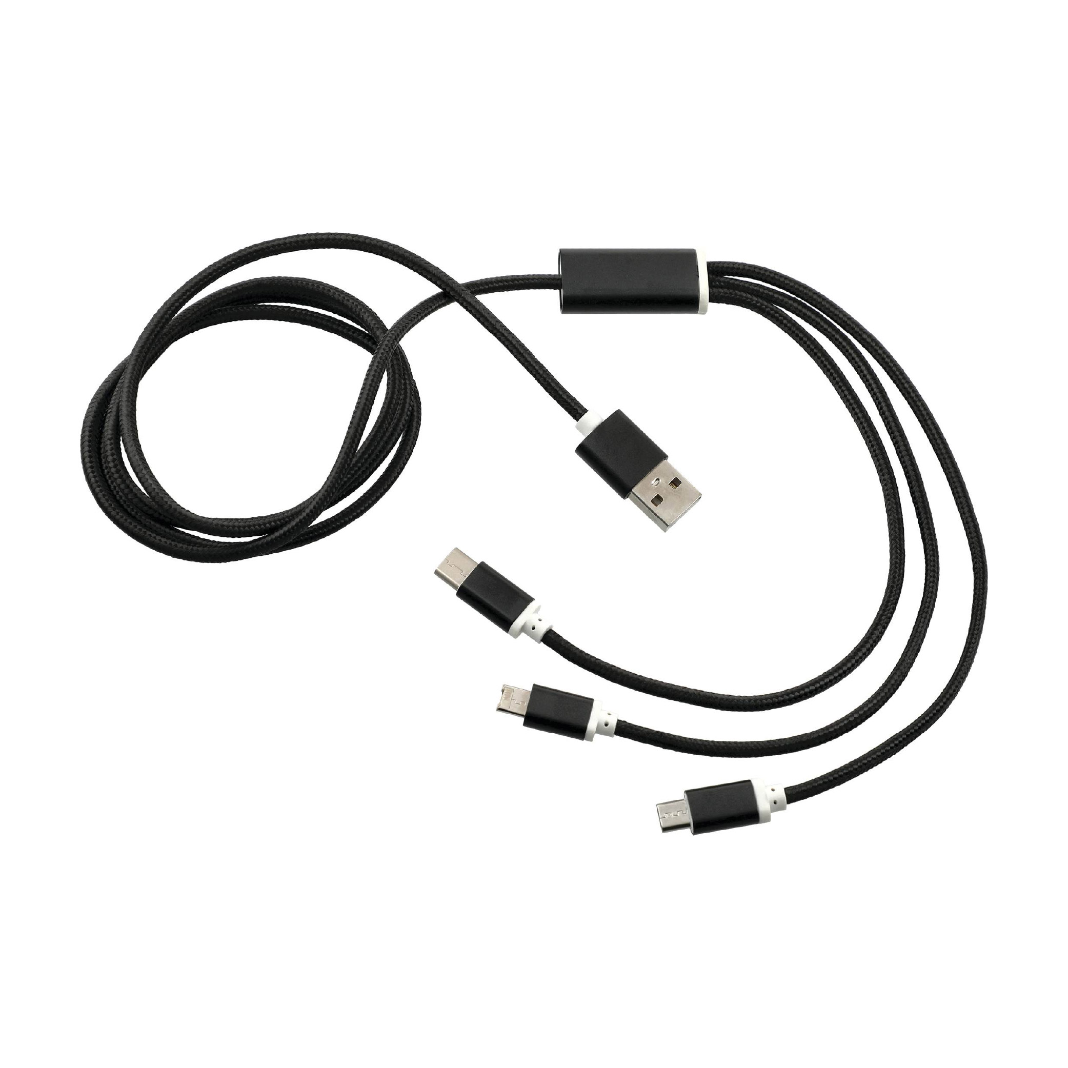 Realm 3-in-1 Long Charging Cable - Black