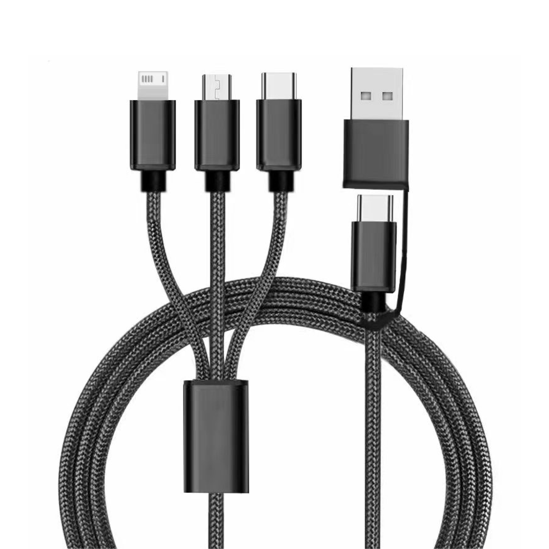 Connect Reach 5ft 3-in-1 Braided Charging Cable with Type-C Input