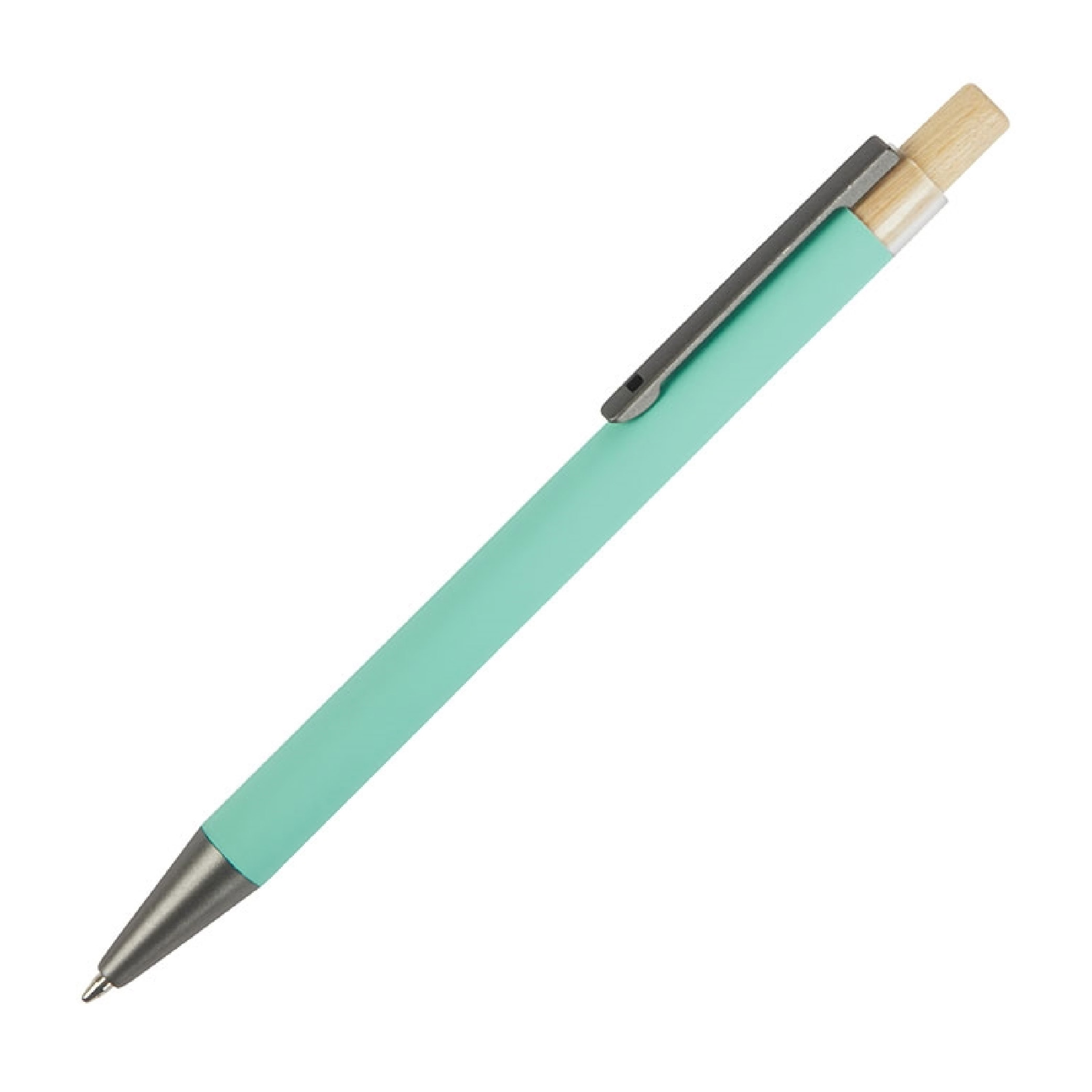 Arundi Recycled Aluminum Pen w/ Bamboo Plunger - Aqua