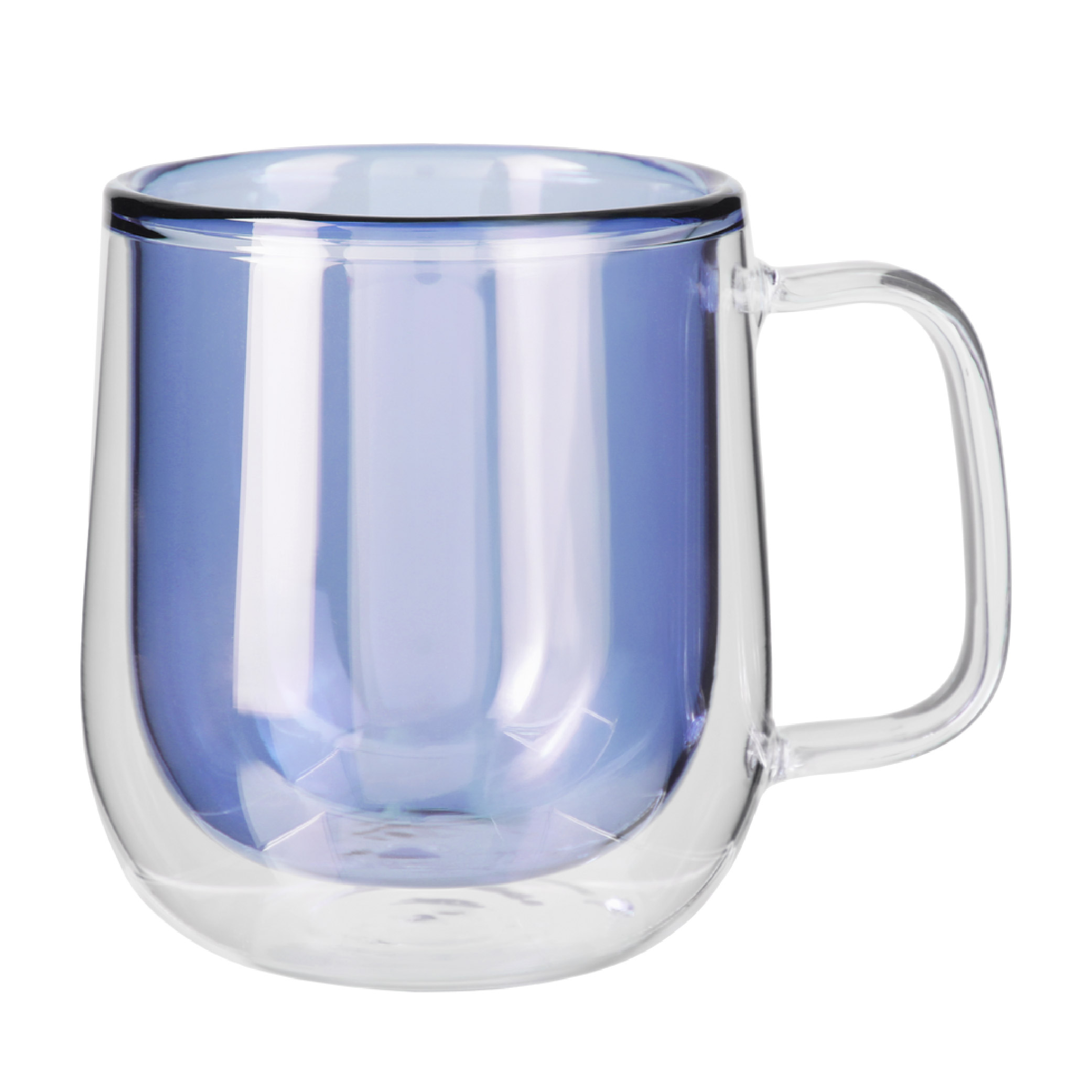 8.4 Oz. Double Walled Colored Glass Mug - Blue