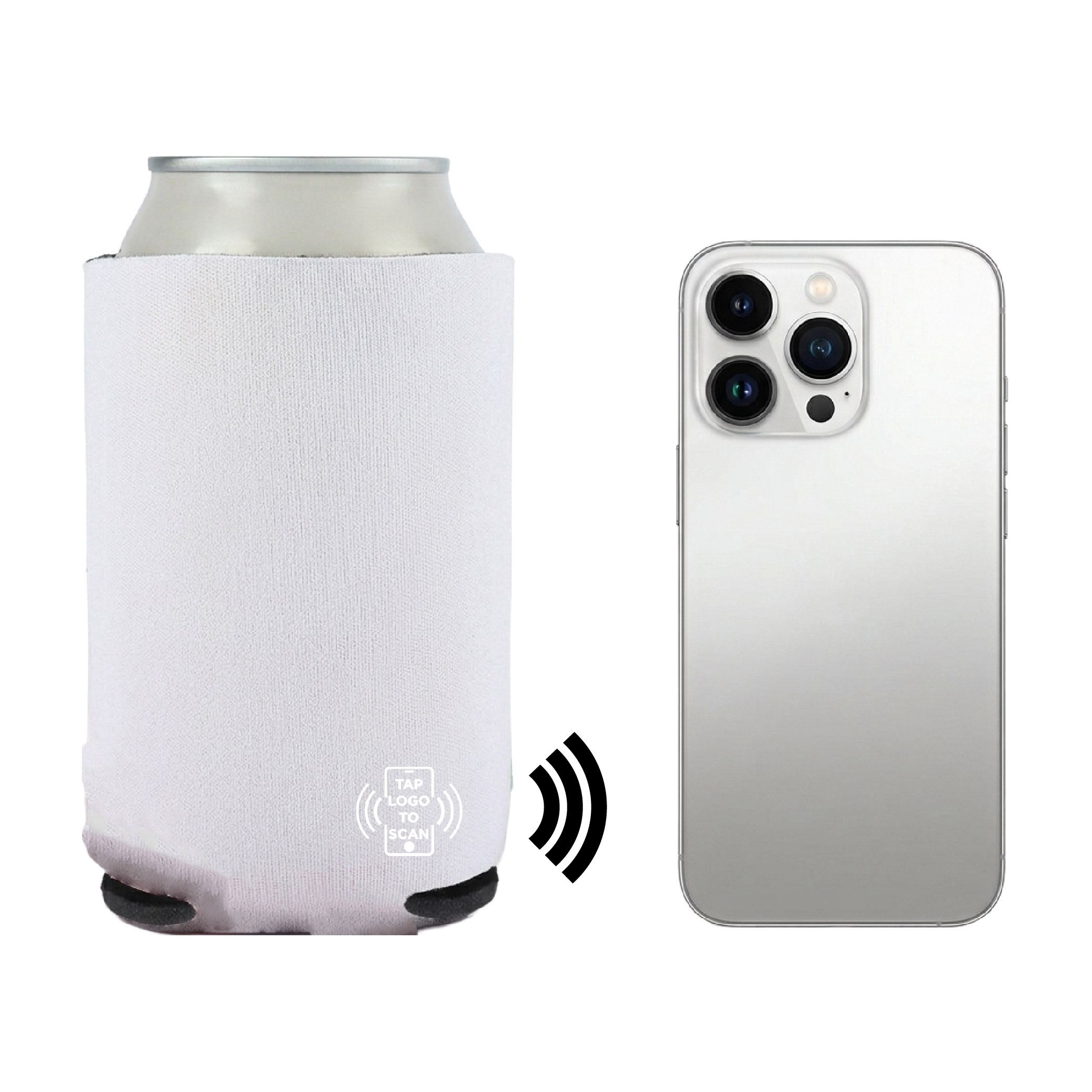 Full Color NFC Connect Can Cooler - White