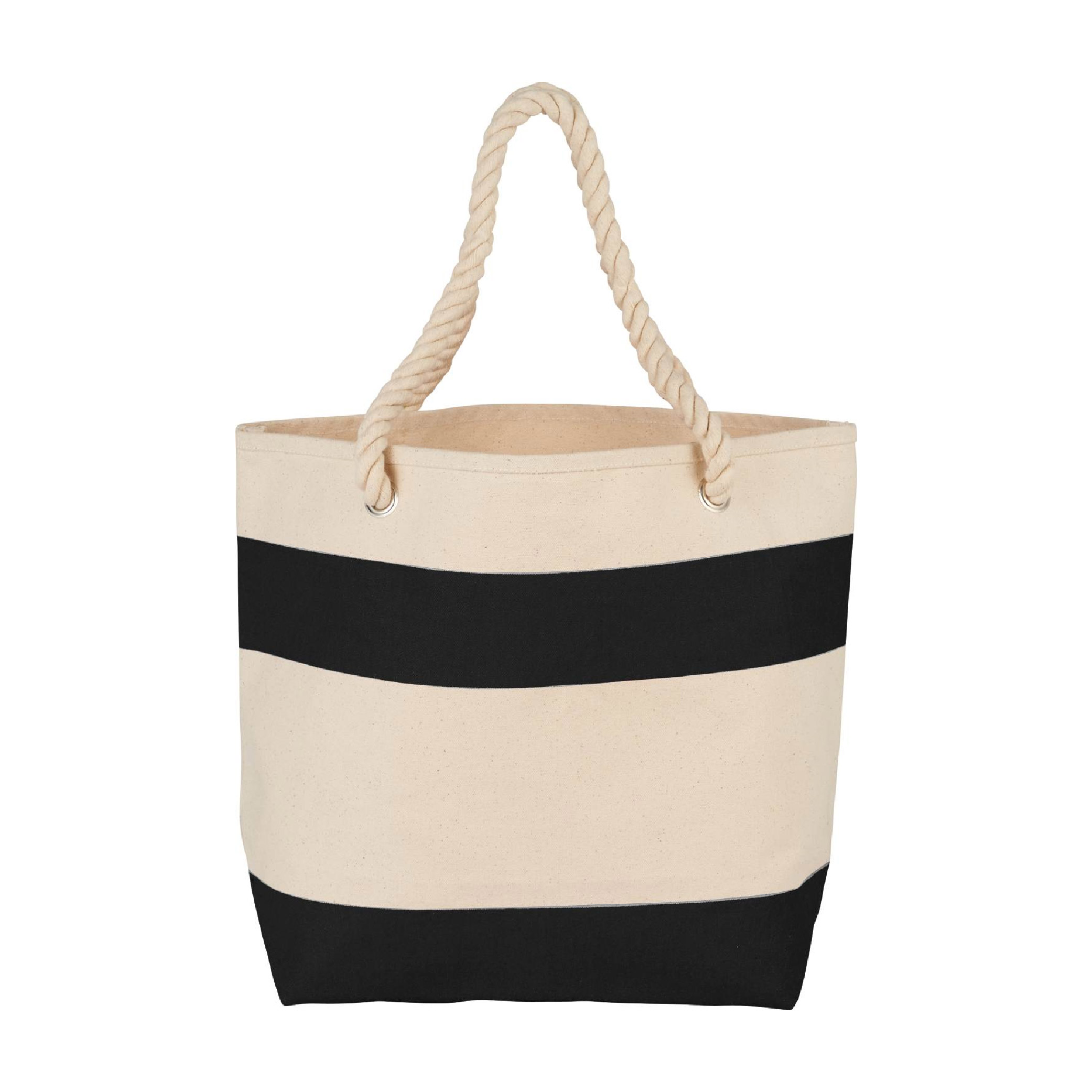 Rope Handle 16oz Cotton Canvas Tote - Black
