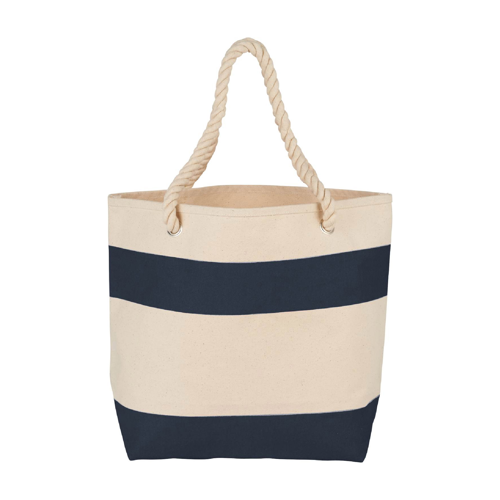 Rope Handle 16oz Cotton Canvas Tote - Navy