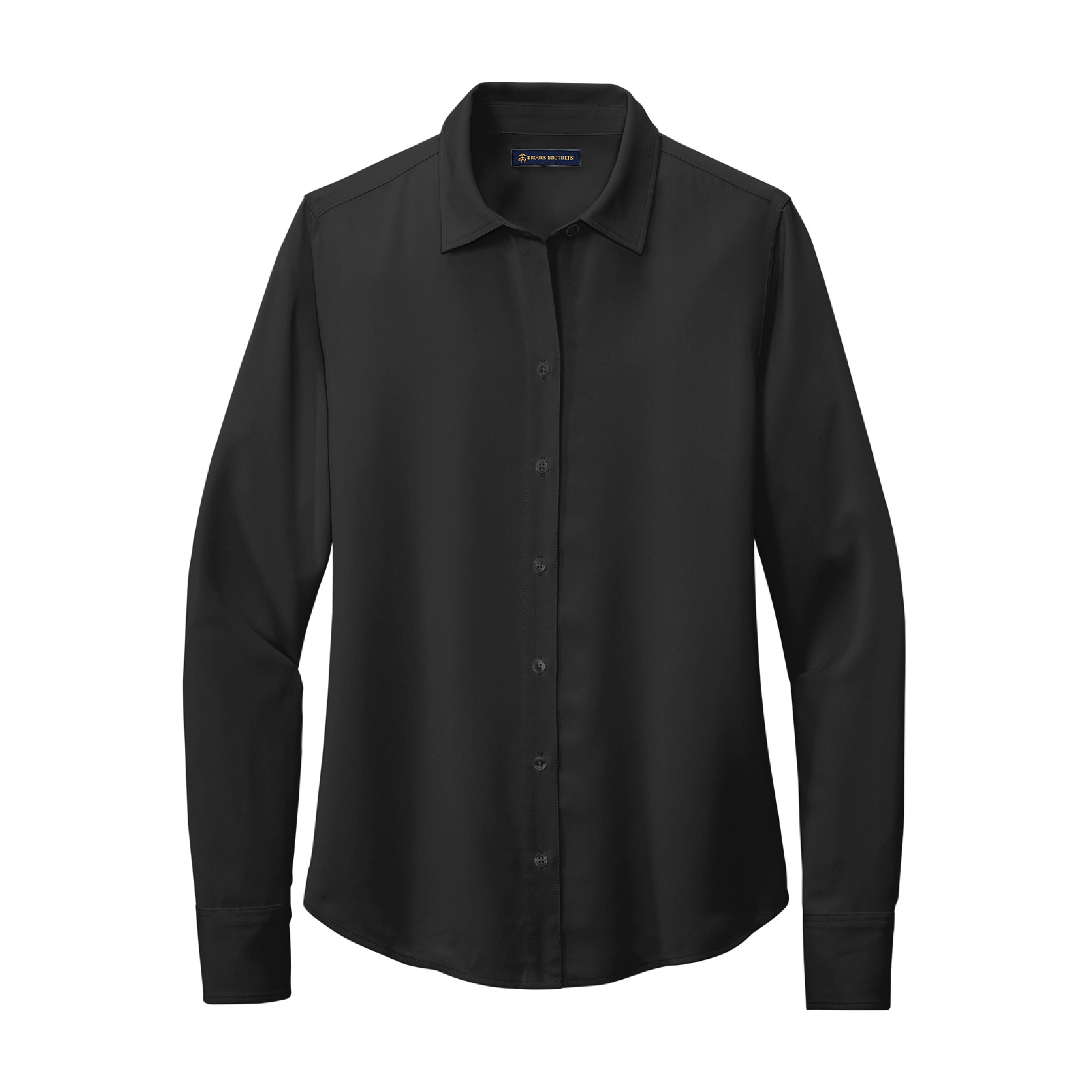 Brooks Brothers Women's Full-Button Satin Blouse - Deep Black