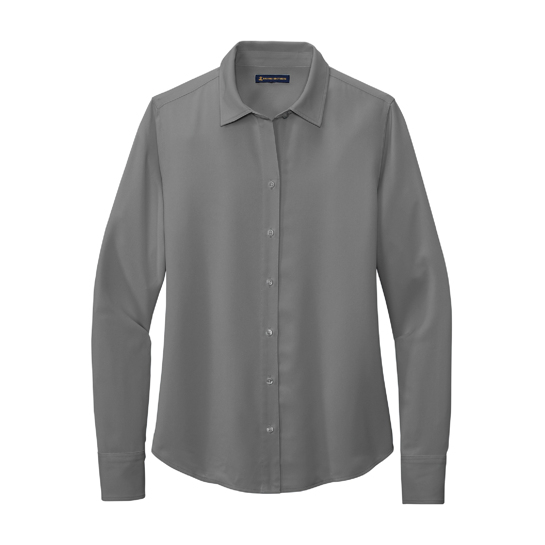 Brooks Brothers Women's Full-Button Satin Blouse - Shadow Grey