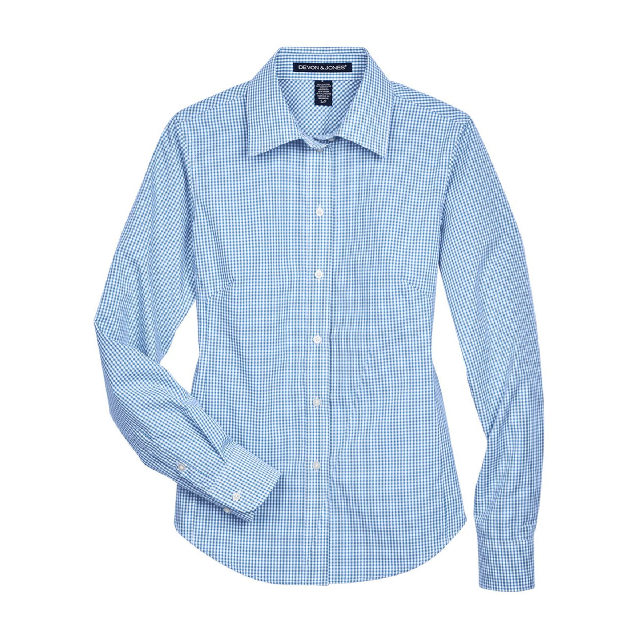 Devon & Jones Women's Crown Collection Gingham Check Woven Shirt - French Blue