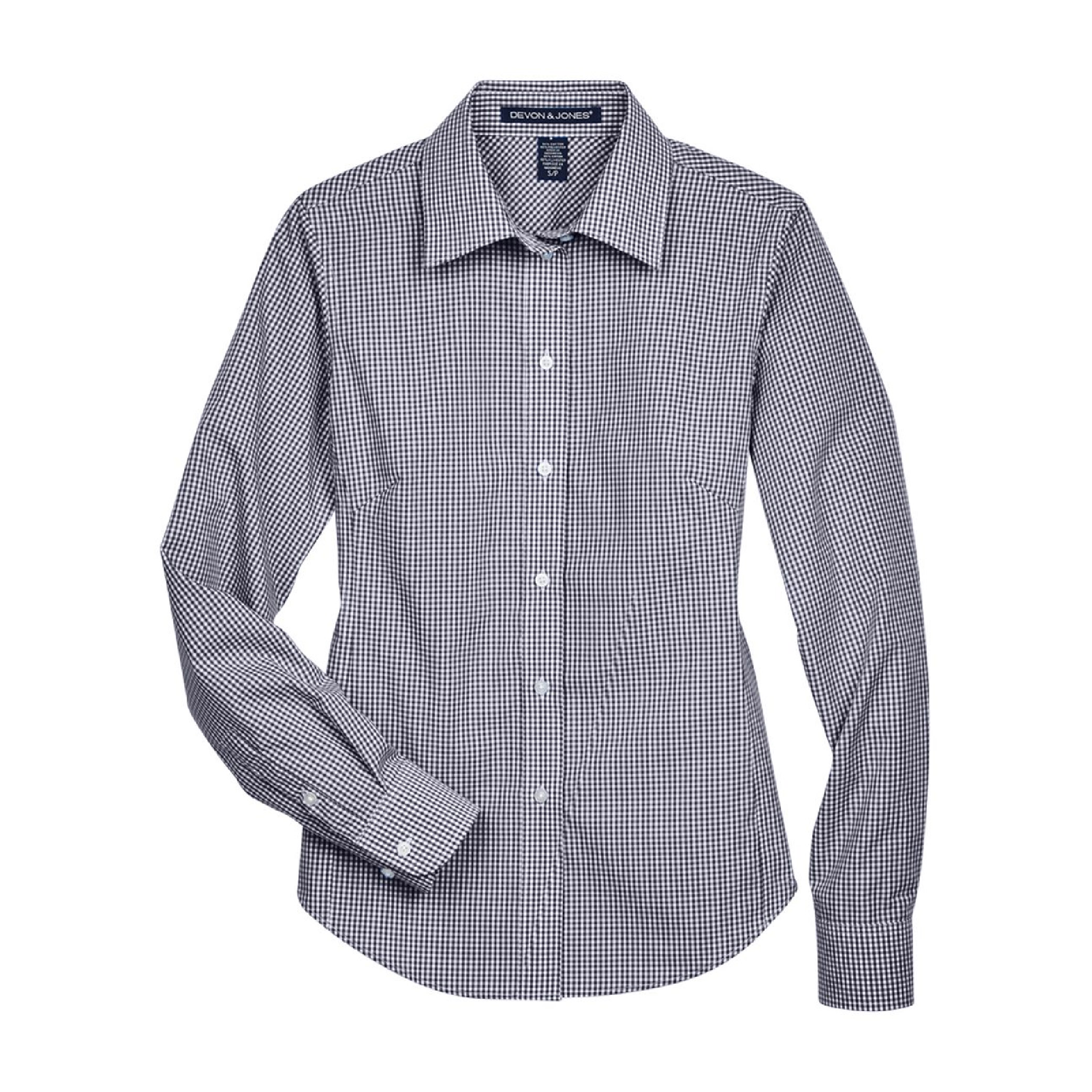 Devon & Jones Women's Crown Collection Gingham Check Woven Shirt - Navy