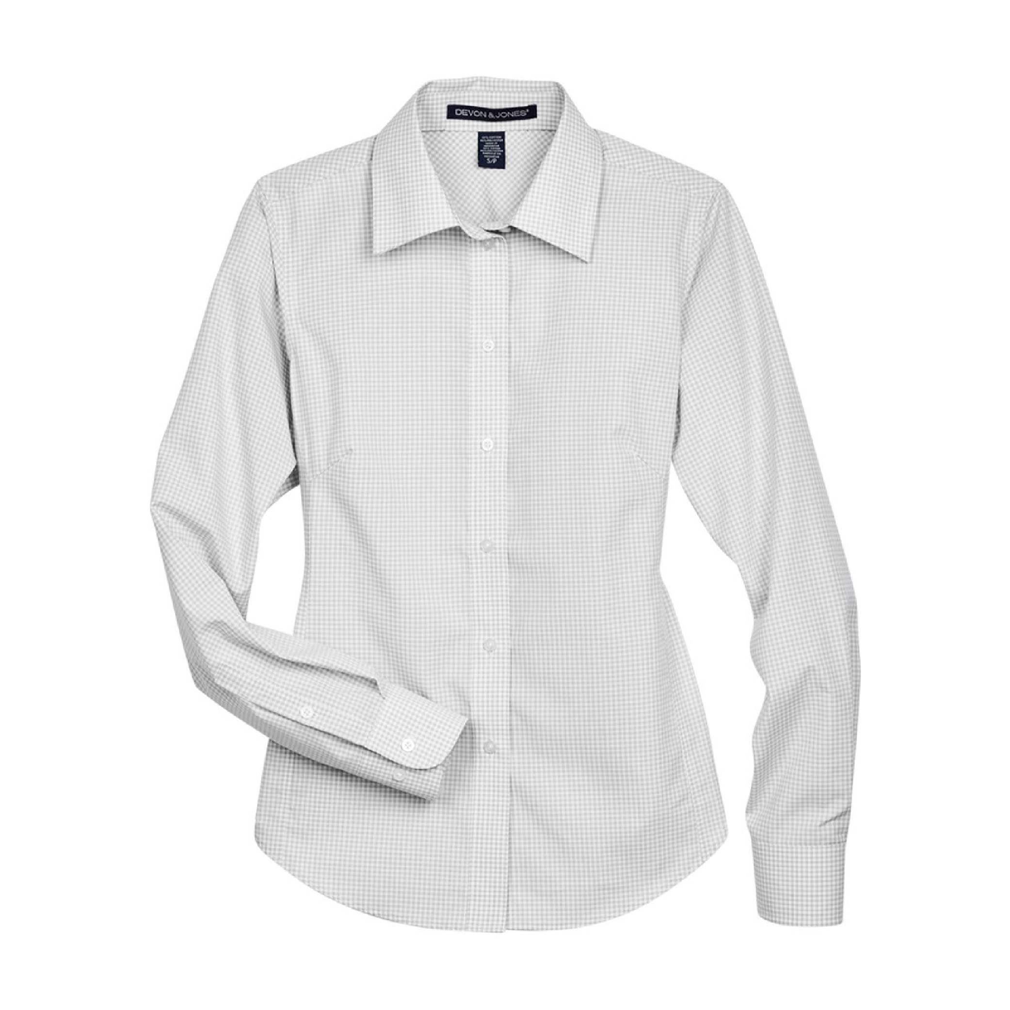 Devon & Jones Women's Crown Collection Gingham Check Woven Shirt - Silver