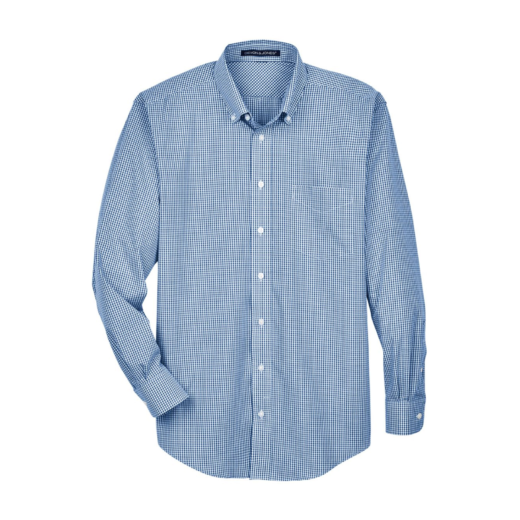 Devon & Jones Crown Collection Gingham Check Woven Shirt - French Blue