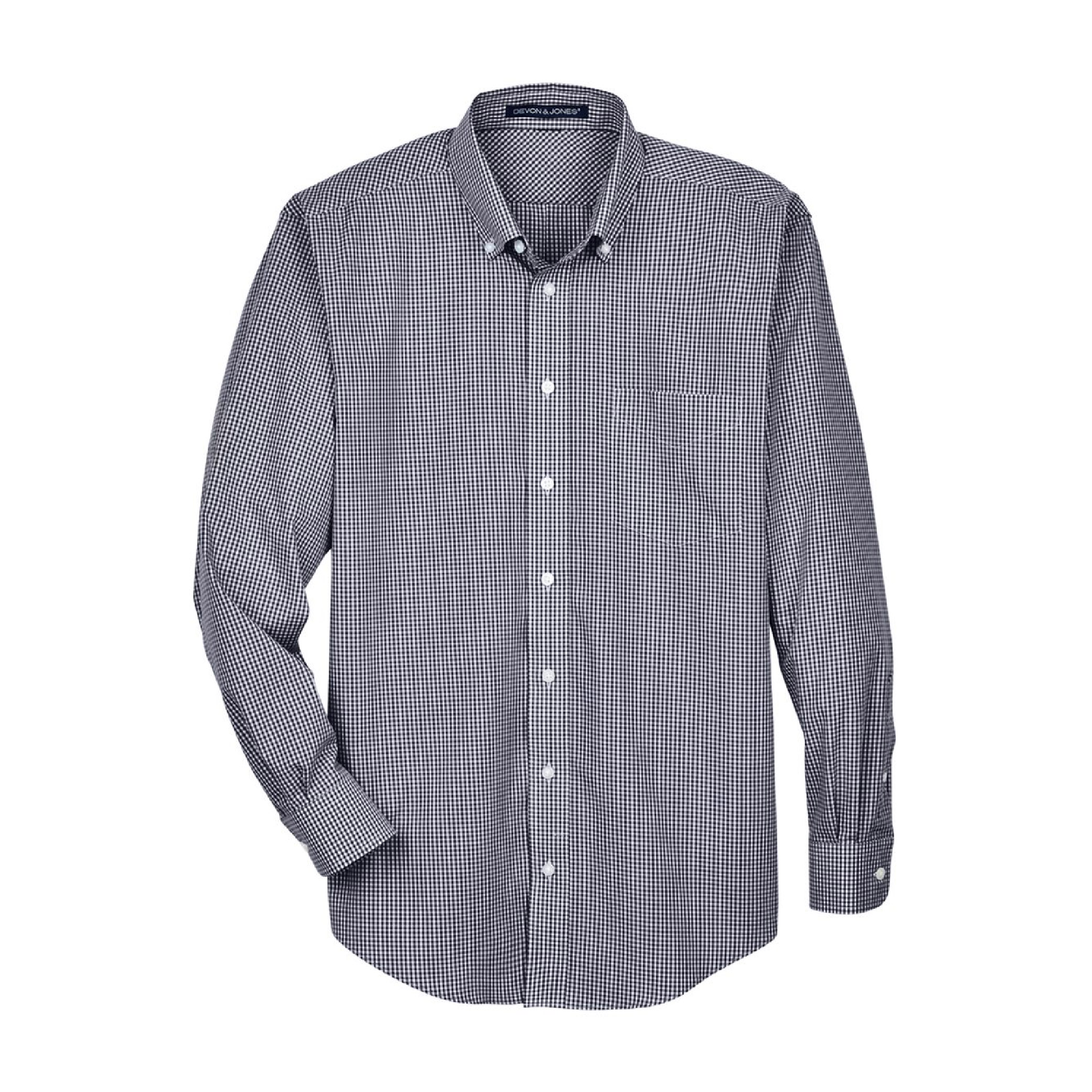 Devon & Jones Crown Collection Gingham Check Woven Shirt - Navy
