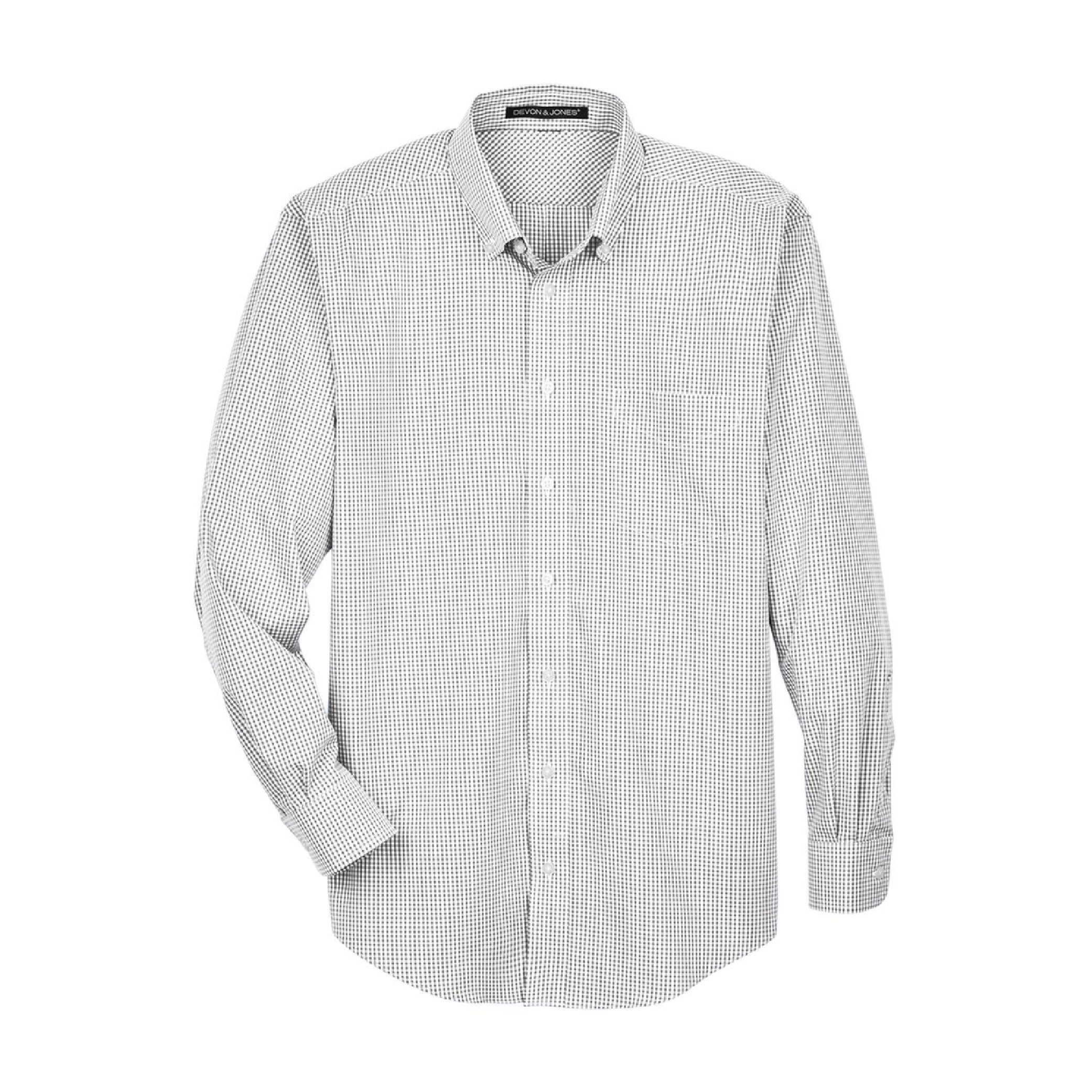 Devon & Jones Crown Collection Gingham Check Woven Shirt - Silver