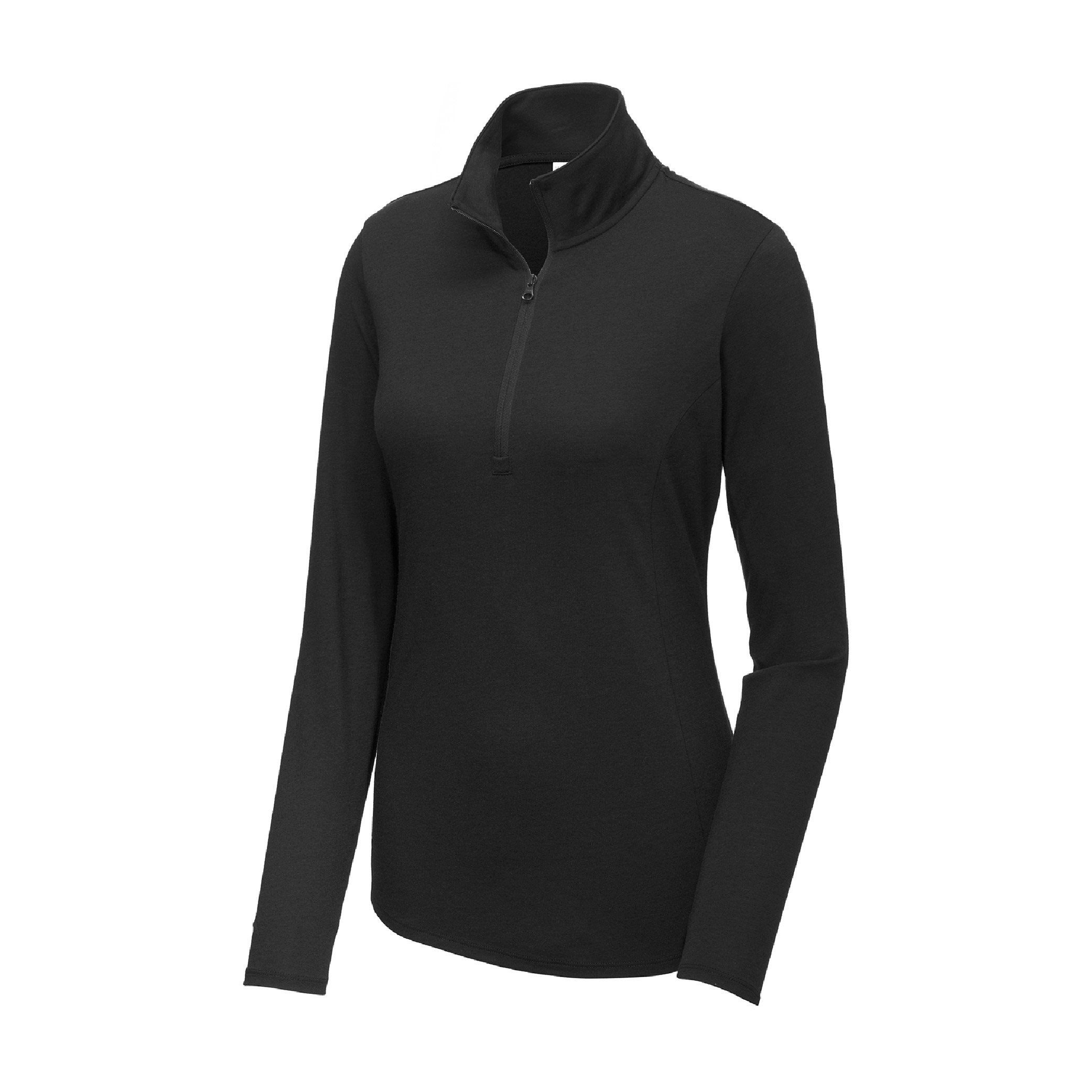 Sport-Tek Women's PosiCharge Tri-Blend Wicking 1/4-Zip Pullover - Black Triad Solid