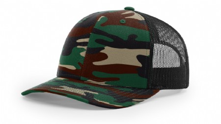 Richardson Printed Mesh Back Cap - Green Camo/Black