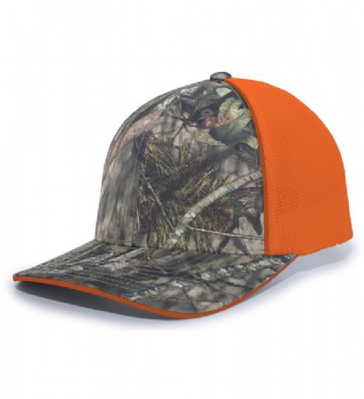 Pacific Headwear Camo Trucker Flexfit Cap - Break Up Country/Orange