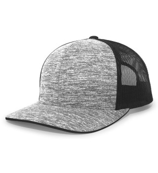 Pacific Headwear Aggressive Heather Trucker Snapback Cap - Black/Light Charcoal