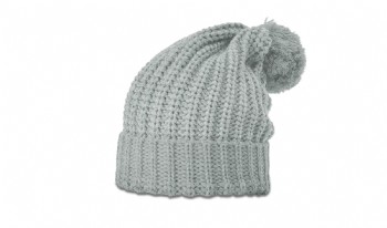 Richardson Chuck Cable Beanie w/Cuff & Pom - Heather Grey