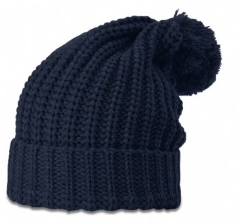 Richardson Chuck Cable Beanie w/Cuff & Pom - Navy